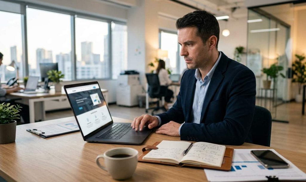Entrepreneur développant sa présence en ligne